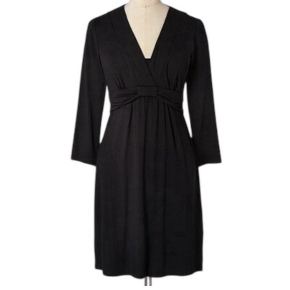 Boden Women’s Jersey Dress Black Size 10 Stretch Long Sleeve - Picture 1 of 8